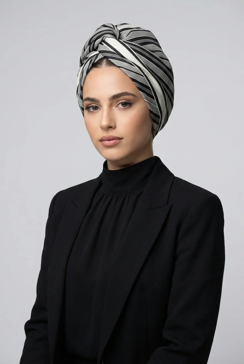 מטפחת משי מרובעת פסים פאשן - Image 5