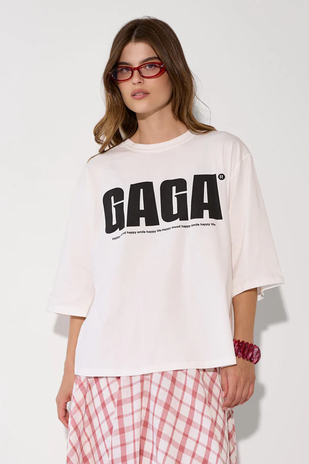 GAGA חולצת טי-שרט כיתוב - Image 16