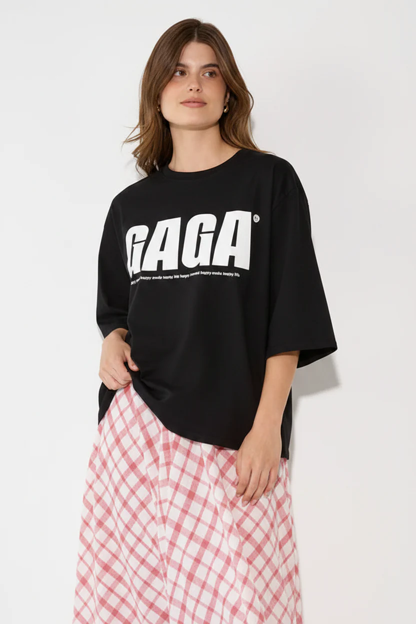 GAGA חולצת טי-שרט כיתוב - Image 19