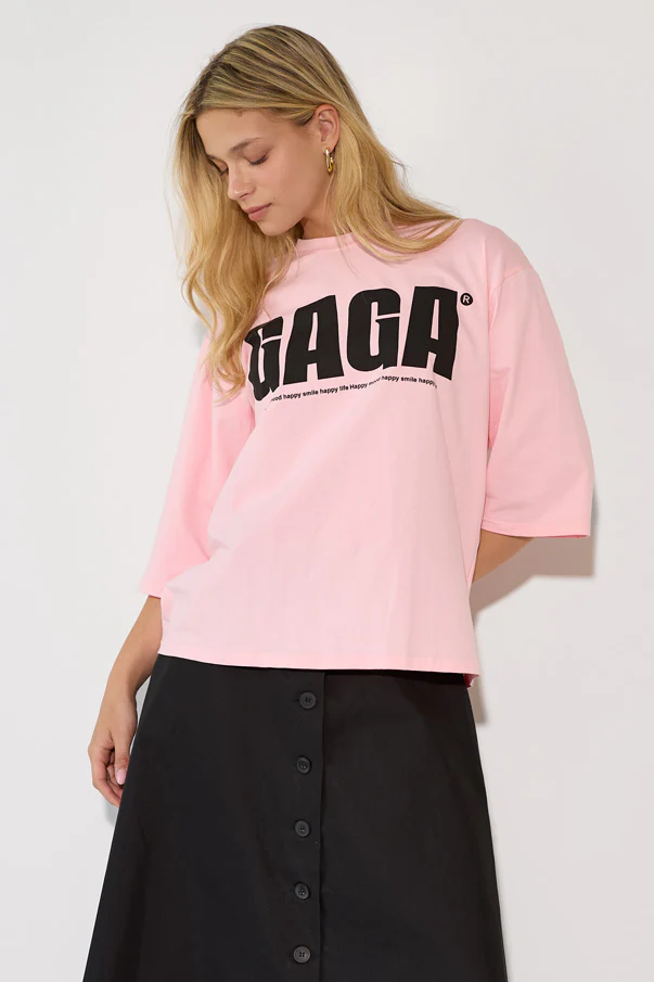 GAGA חולצת טי-שרט כיתוב - Image 9